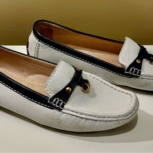 Elegant White and Navy Loafers